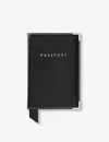 Aspinal Of London Black Plain Leather Passport Cover In Black