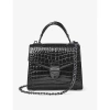 ASPINAL OF LONDON ASPINAL OF LONDON BLACK MAYFAIR MEDIUM CROC-EMBOSSED LEATHER TOP-HANDLE BAG