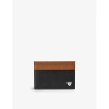 ASPINAL OF LONDON ASPINAL OF LONDON BLACK SLIM BRAND-PLAQUE LEATHER CARD HOLDER