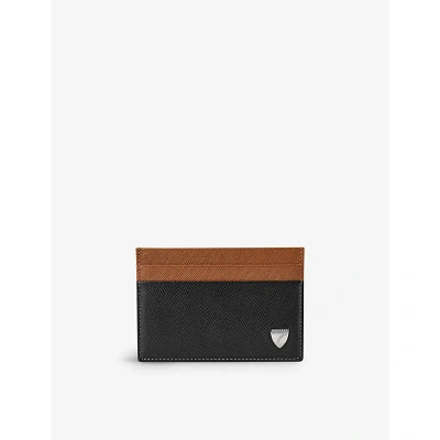 Aspinal Of London Black Slim Brand-plaque Leather Card Holder