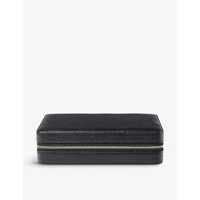 Aspinal Of London Womens Black Large Travel Grained Leather Jewellery Case