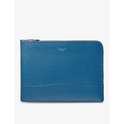 Aspinal Of London Blue City Logo-embossed Leather Folio