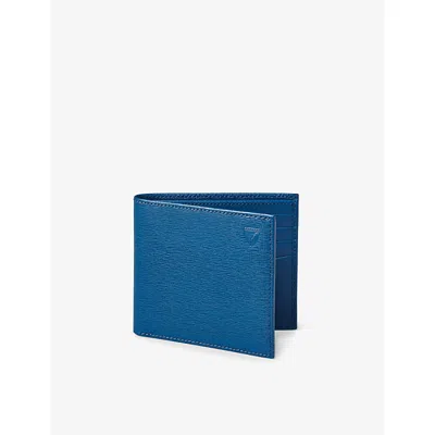 Aspinal Of London Blue Logo-debossed Leather Billfold Wallet