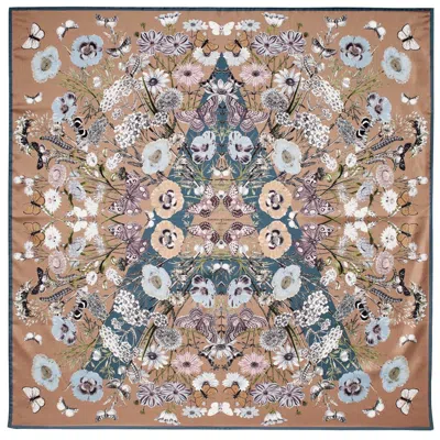 Aspinal Of London Botanical 'a' Silk Scarf In Neutral