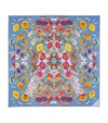 Aspinal Of London Botanical-print Silk Scarf In Blue