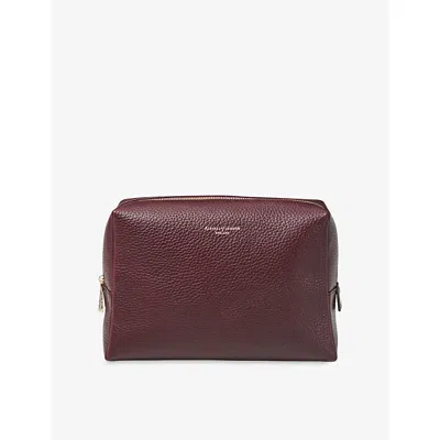 Aspinal Of London Burgundy London Large Leather Cosmetic Case In Purple