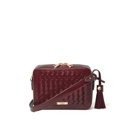 Aspinal Of London Womens Interlock-weave Leather Camera Bag Burgundy