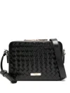 Aspinal Of London Camera Woven Mini Crossbody Bag In Black