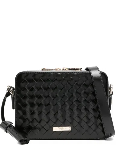 Aspinal Of London Camera Woven Mini Crossbody Bag In Black