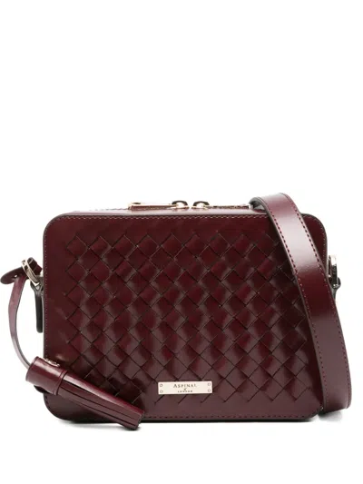 Aspinal Of London Womens Interlock-weave Leather Camera Bag Burgundy