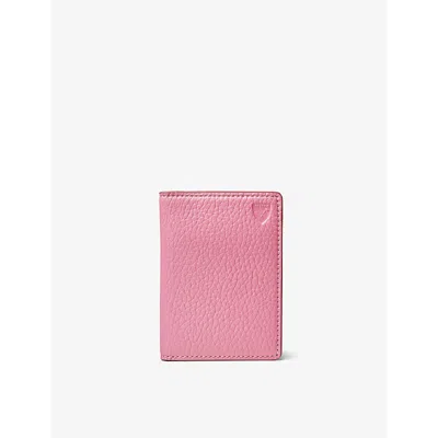 Aspinal Of London Candy Pink Double-folded Pebble Leather Credit-card Holder