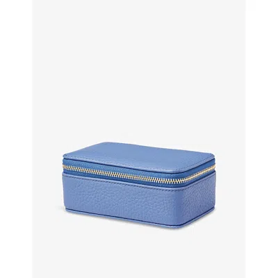 Aspinal Of London Branded Medium Leather Jewellery Case In Capri Blue