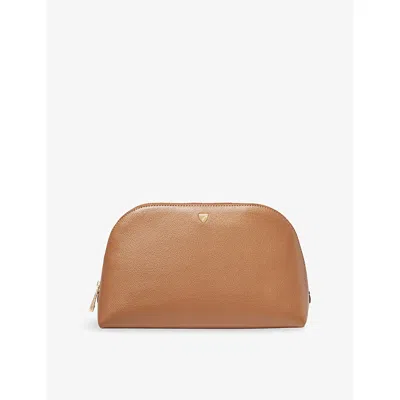 Aspinal Of London Classic Large Leather Cosmetic Case In Brown