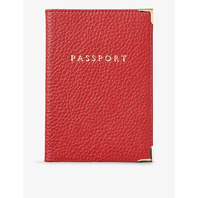 Aspinal Of London Cardinal Red Plain Leather Passport Cover