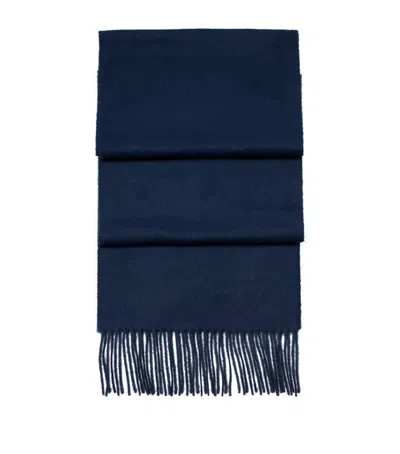 Aspinal Of London Womens Navy Tassel-embellished Cashmere Scarf In Blue