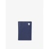 ASPINAL OF LONDON ASPINAL OF LONDON CASPIANBLUE DOUBLE-FOLD LOGO-EMBOSSED LEATHER CARD HOLDER