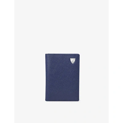 Aspinal Of London Caspianblue Double-fold Logo-embossed Leather Card Holder