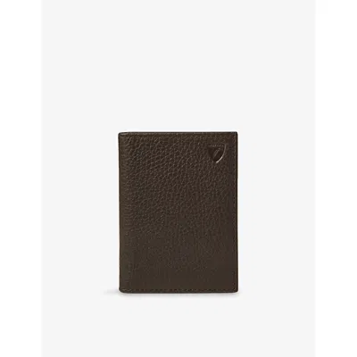 Aspinal Of London Chocolate Double Fold Leather Card Holder In Brown