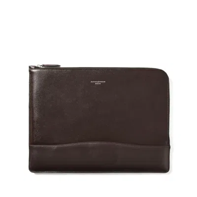 Aspinal Of London City Laptop Leather Folio Case In Brown