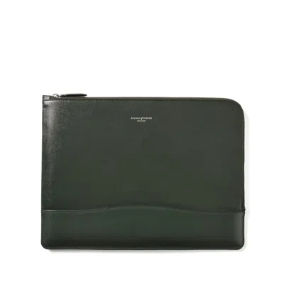 Aspinal Of London City Laptop Leather Folio Case In Green