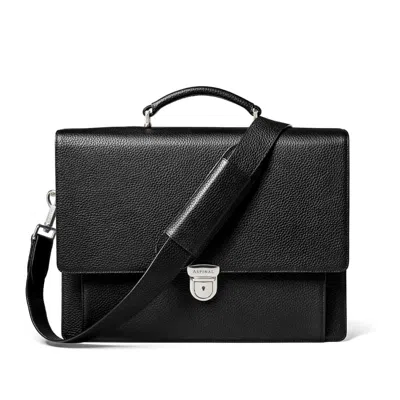 Aspinal Of London City Leather Briefcase Bag In Black