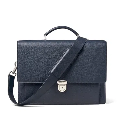 Aspinal Of London City Leather Briefcase Bag In Blue