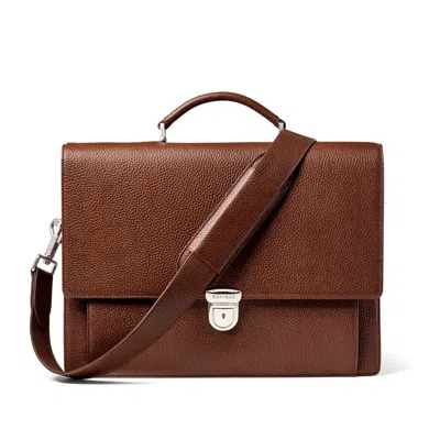 Aspinal Of London City Leather Briefcase Bag In Brown