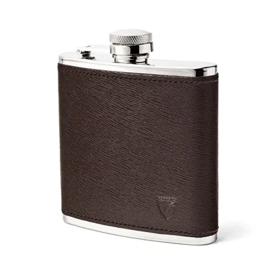 Aspinal Of London Classic 5oz Leather Hip Flask In Brown