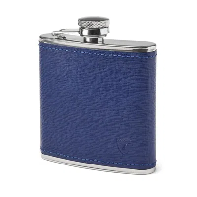 Aspinal Of London Classic 5oz Leather Hip Flask In Blue