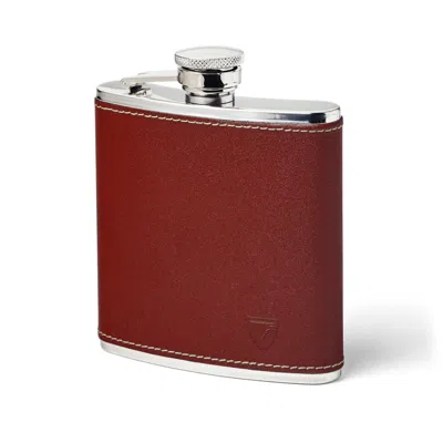 Aspinal Of London Classic 5oz Leather Hip Flask In Brown