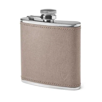 Aspinal Of London Classic 5oz Leather Hip Flask In Gray