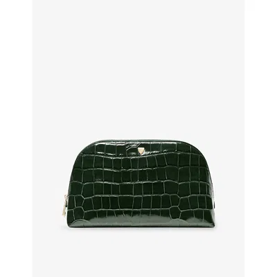 Aspinal Of London Classic Large Leather Cosmetic Case In Evergreen