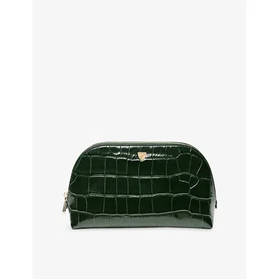 Aspinal Of London Classic Small Leather Cosmetic Case In Evergreen