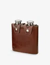 Aspinal Of London Cognac Double Leather Hip Flask In Cognac