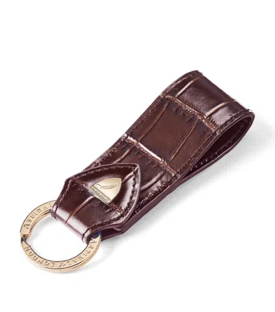 Aspinal Of London Croc-embossed Leather Loop Keyring In Brown