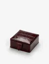 Aspinal Of London Womens Amazon Brown Crocodile-embossed Leather Stud Box In Amazon Brown