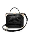 Aspinal Of London Croc-embossed Leather Trunk Top-handle Bag In Black