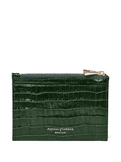 Aspinal Of London Crocodile-effect Cardholder In Green