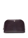 Aspinal Of London Crocodile-effect Make Up Bag In Purple