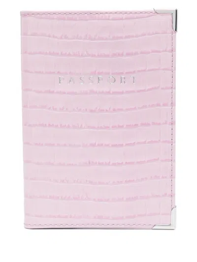 Aspinal Of London Crocodile-embossed Passport Cover In Rosa