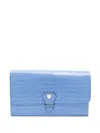 Aspinal Of London Crocodile-embossed Travel Wallet In Blau