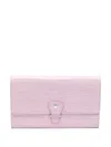 Aspinal Of London Crocodile-embossed Travel Wallet In Pink