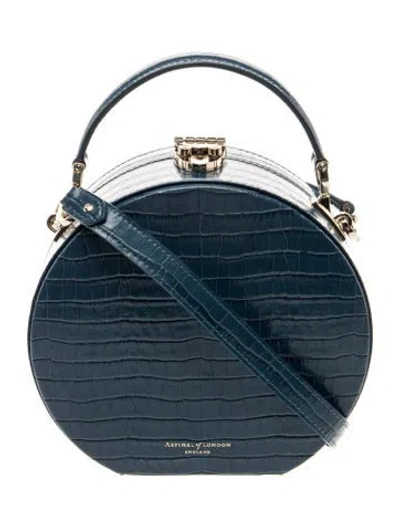 Pre-owned Aspinal Of London Crocodile Top Handle Bag In Blue