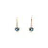 Aspinal Of London Diamond Earrings With Swiss Blue Topaz In Gold