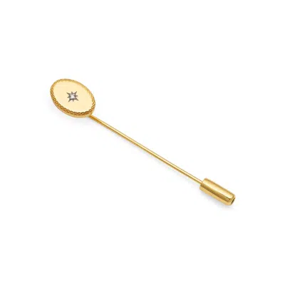 Aspinal Of London Diamond Oval Tie & Lapel Pin In Gold