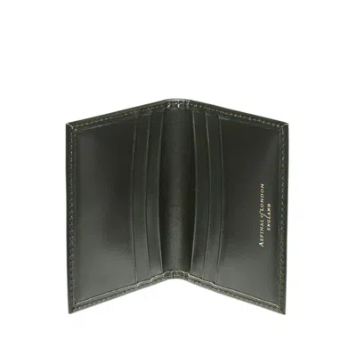Aspinal Of London Double Fold Credit Card Holder In Smooth Evergreen In Black