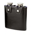 Aspinal Of London Double Leather Hip Flask In Blue