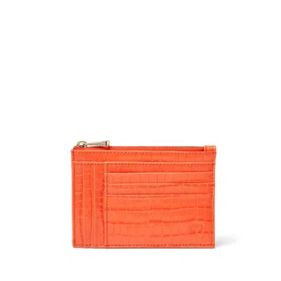 Aspinal Of London Double Sided Zipped Card & Coin Holder In Orange