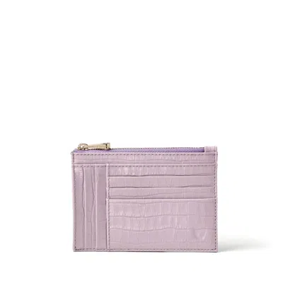 Aspinal Of London Double Sided Zipped Card & Coin Holder In Purple