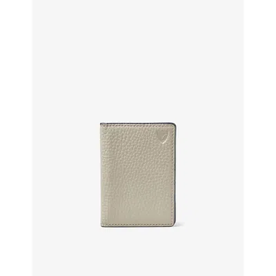 Aspinal Of London Dove Grey Double-folded Pebble Leather Credit-card Holder